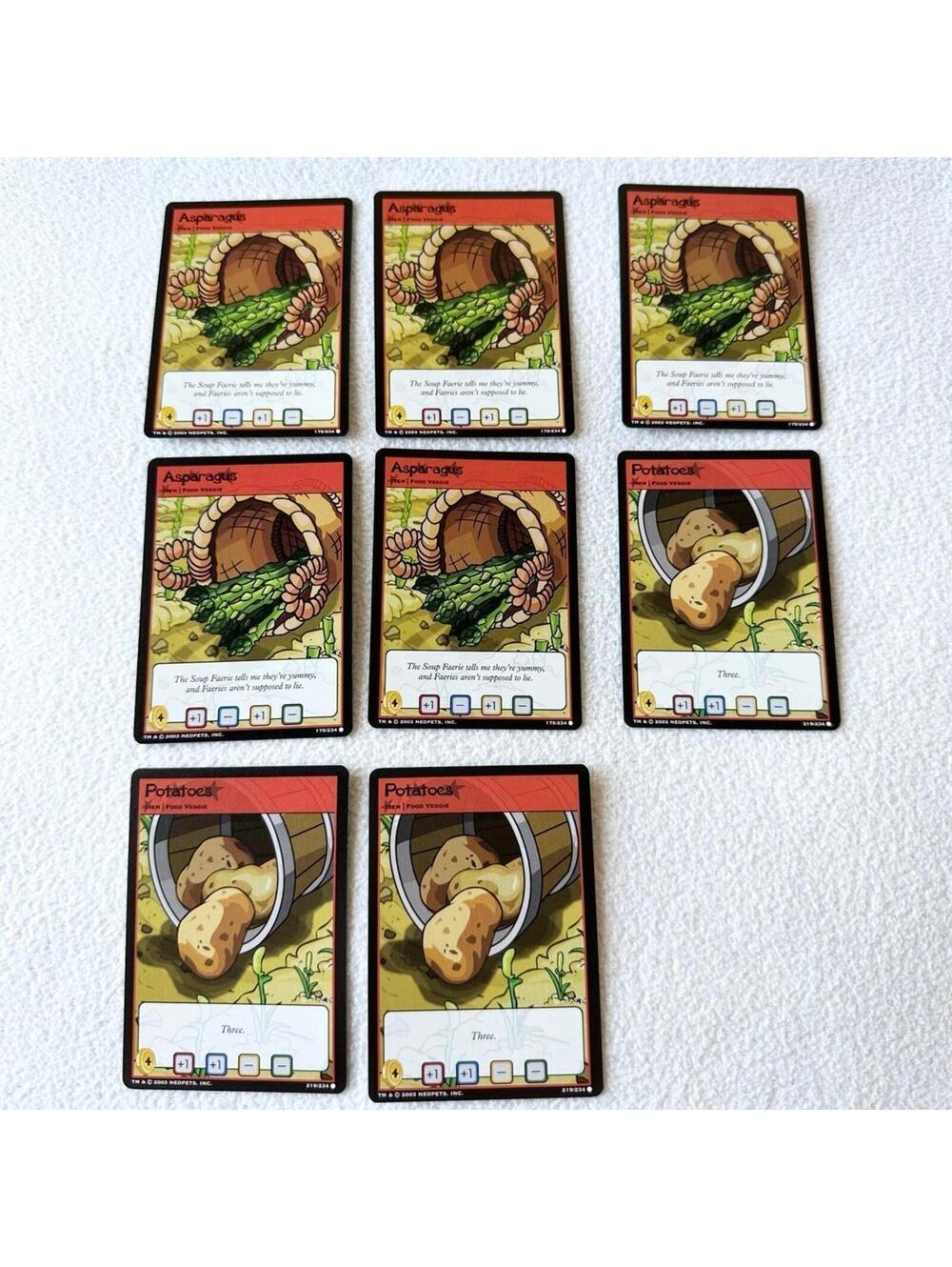 Near Mint 2003 Neopets TCG Vegetables Bundle of 8 Trading Cards